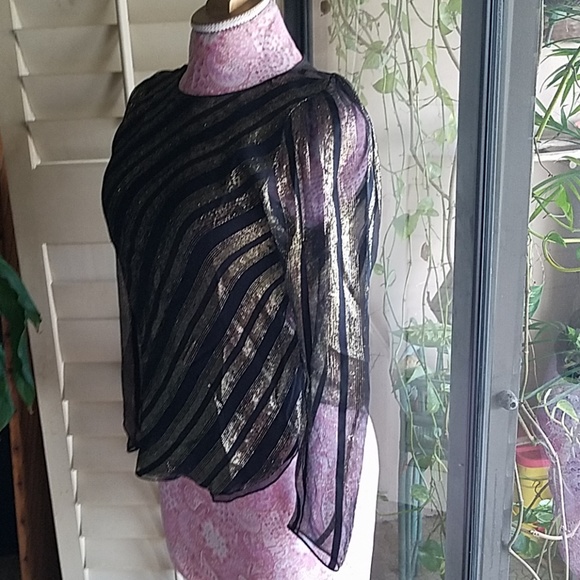 vintage 70's designer JULIO Silk Top Blouse formal - Picture 4 of 8